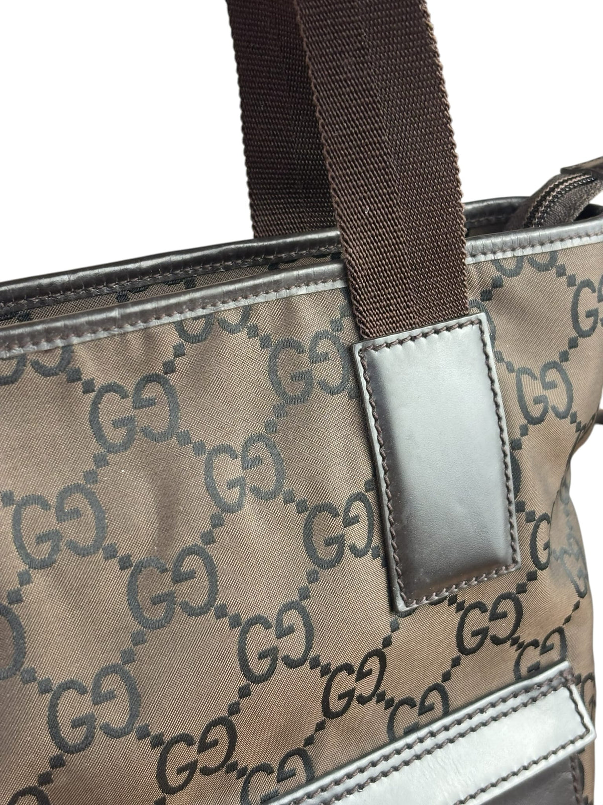Gucci GG Nylon Tote Bag Brown Monogram Canvas