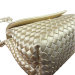 Bottega Veneta Vintage Cream Satin Intrecciato Mini Shoulder Bag