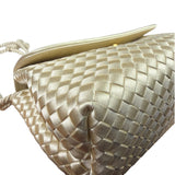 Bottega Veneta Vintage Cream Satin Intrecciato Mini Shoulder Bag