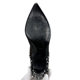 Saint Laurent Black Leather Studded Ankle Boots