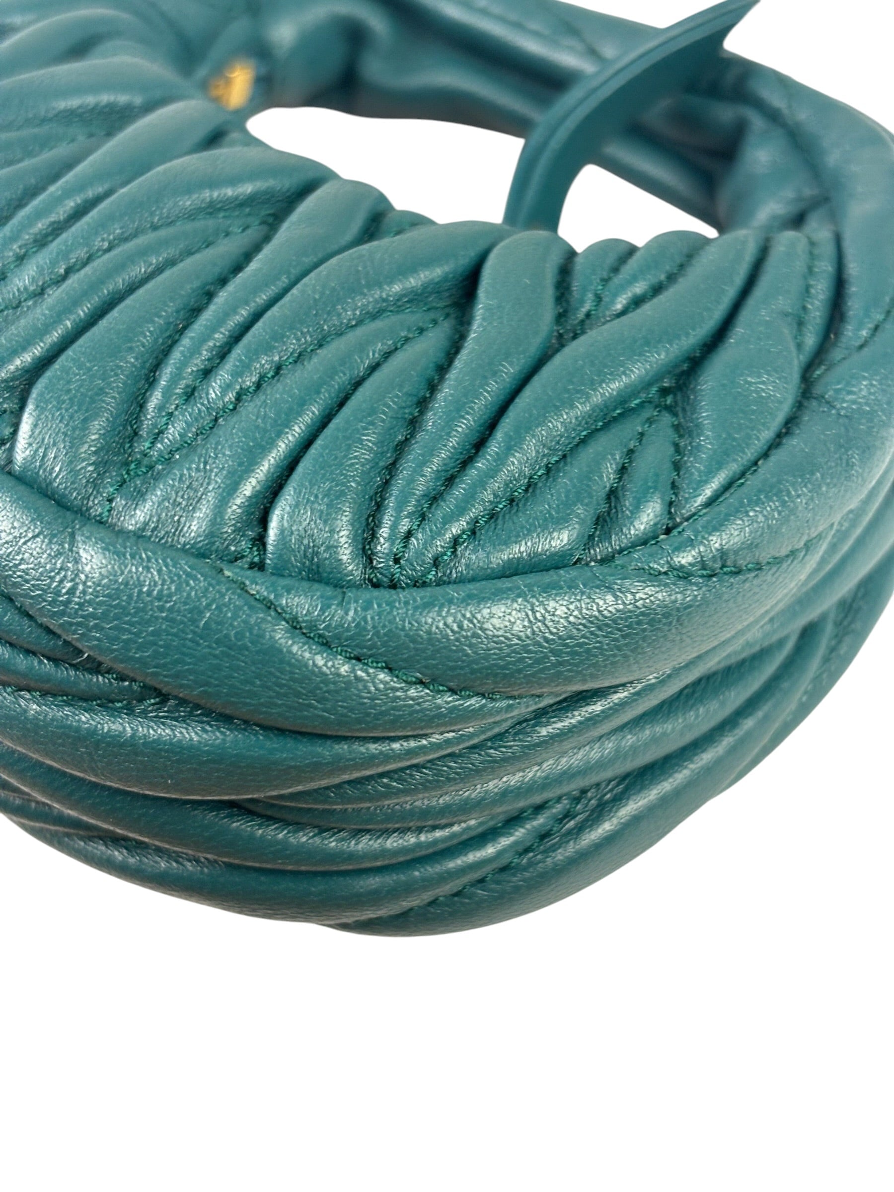 Miu Miu Dark Green Nappa Leather Wander Matelasse Micro Hobo Bag