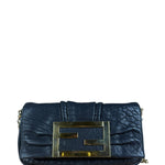 Fendi Black Leather Mini Chain Baguette