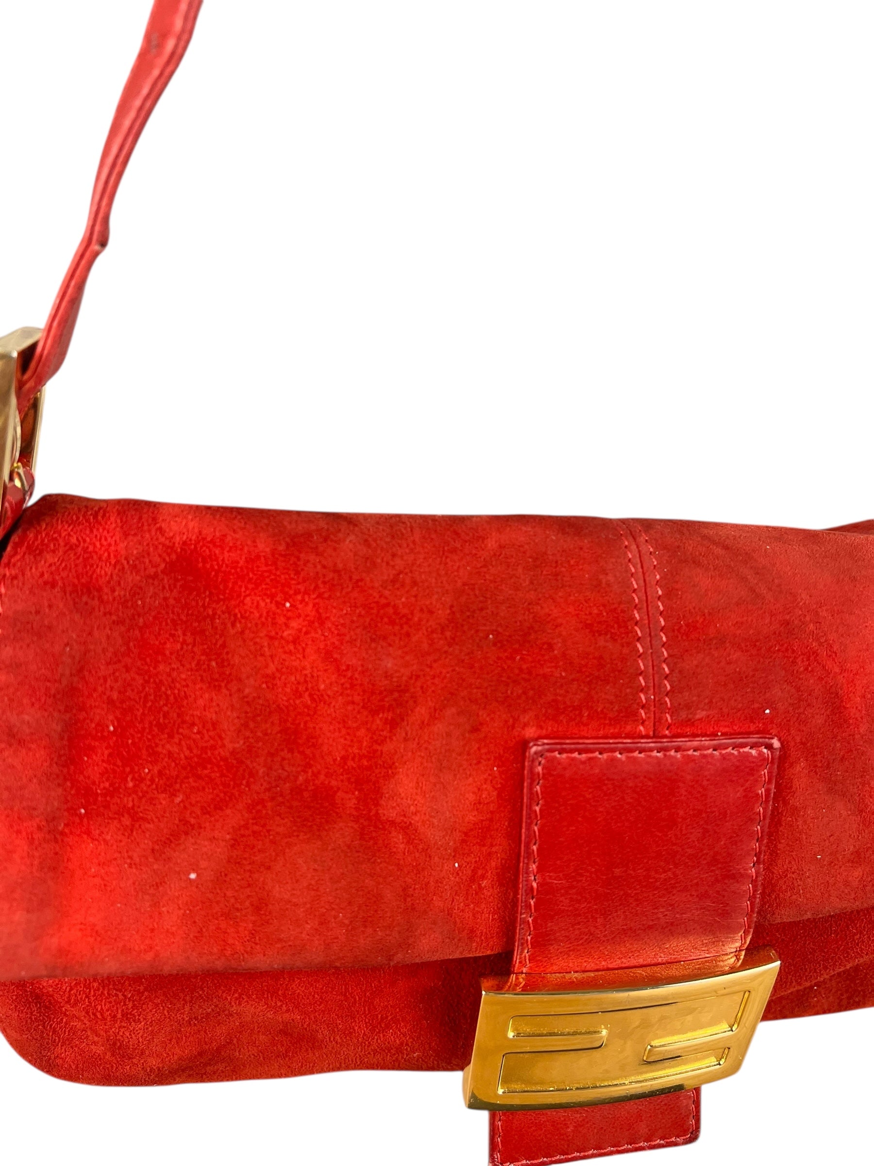 Fendi Baguette Red Suede