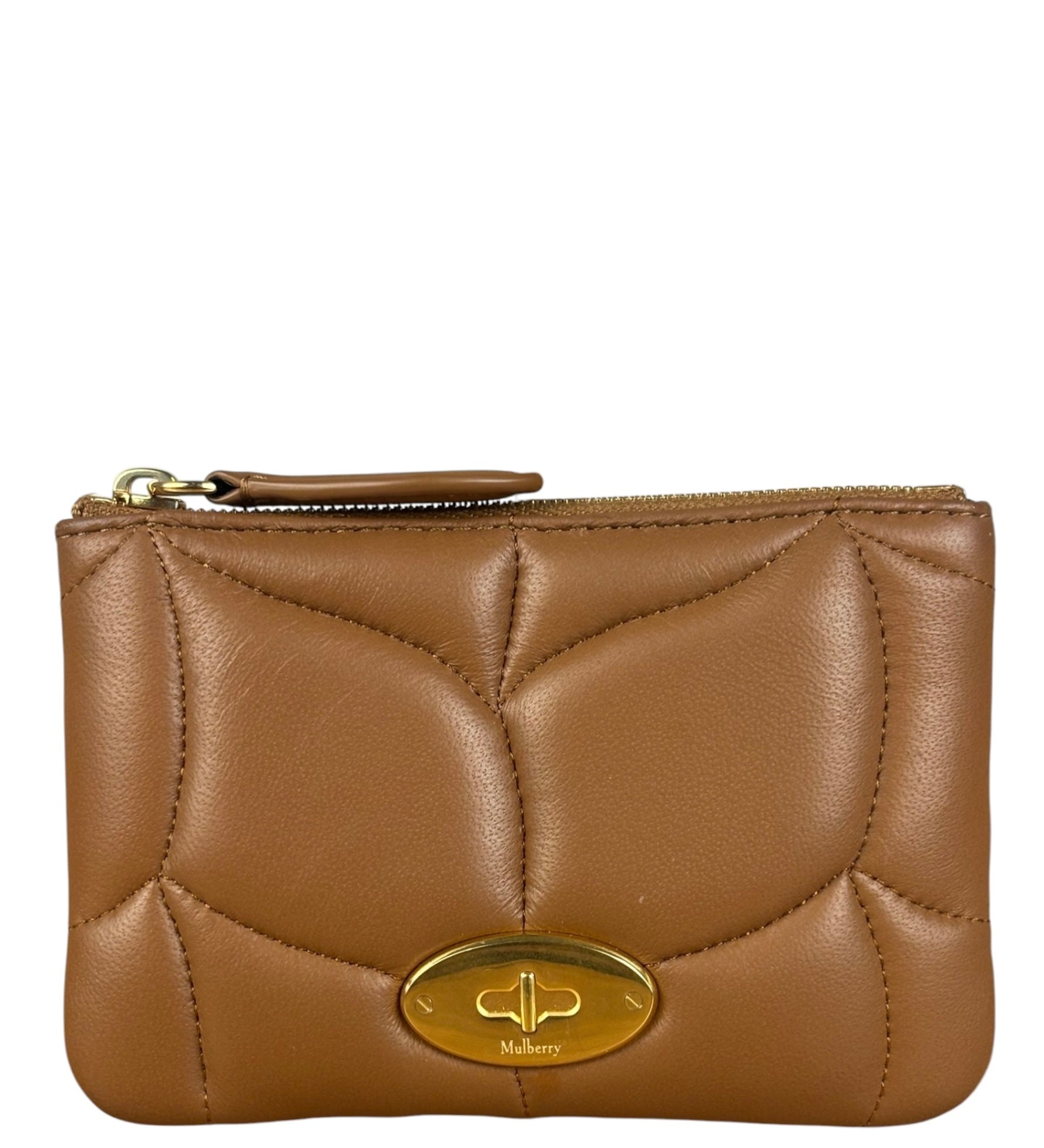 Mulberry Brown Leather Softie Quilted Coin Pouch