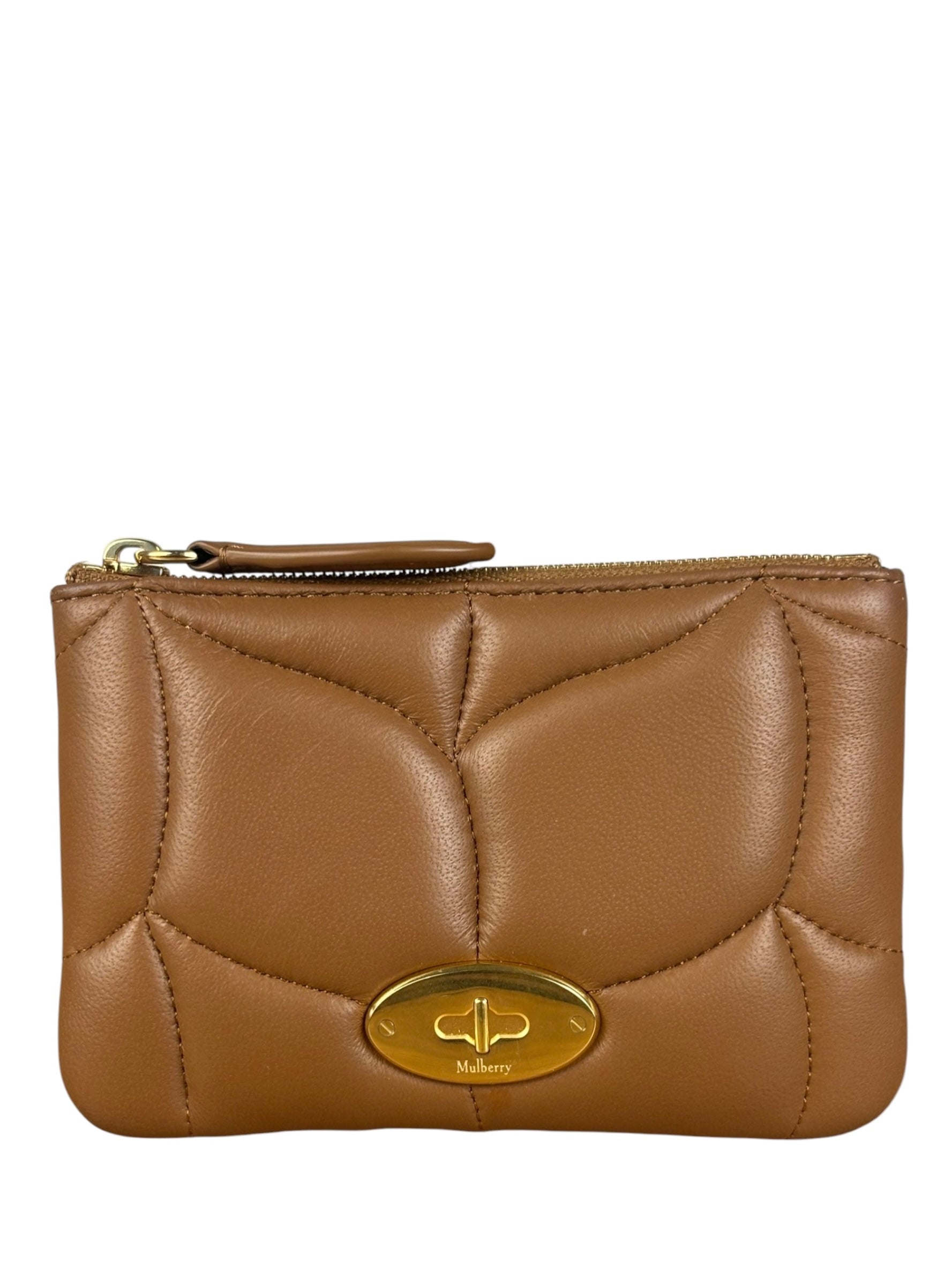 Mulberry Brown Leather Softie Quilted Coin Pouch