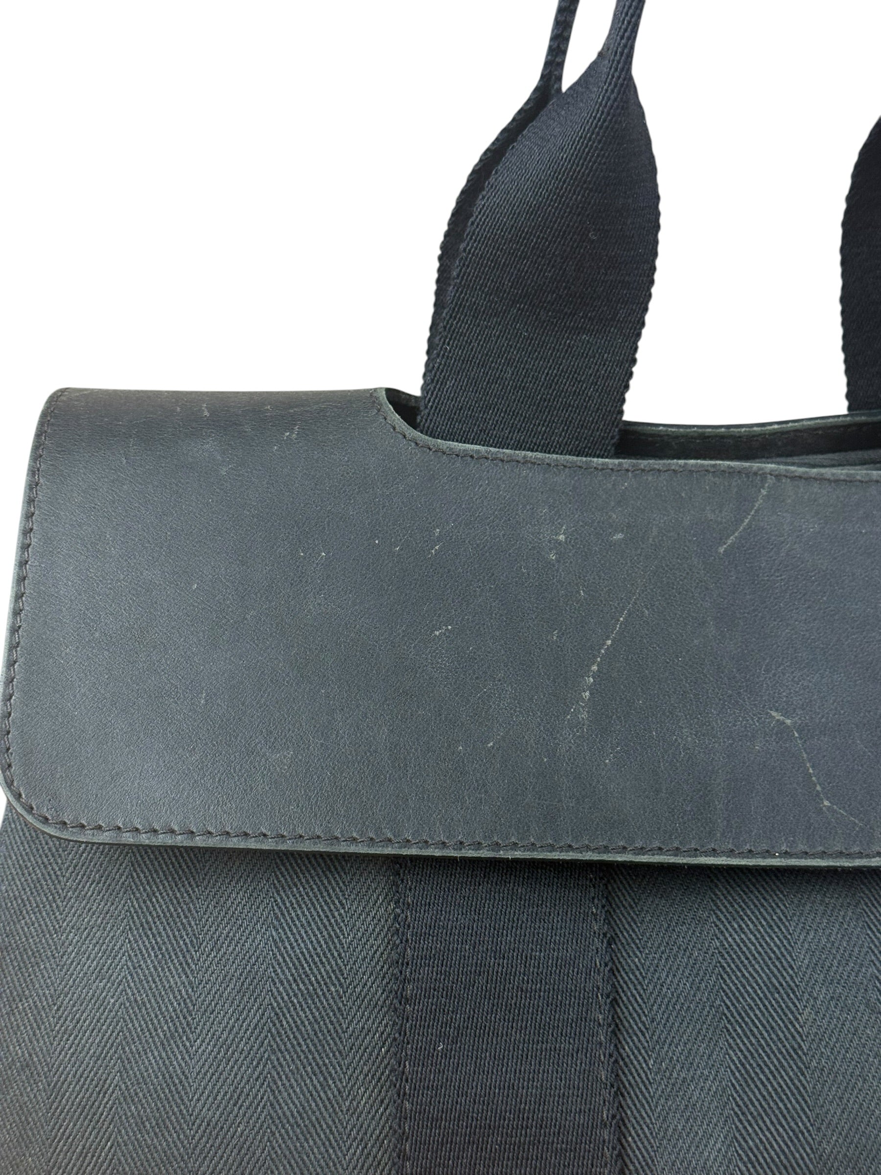 Hermes Black Canvas Leather Valparaiso Handbag