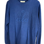 Gucci Navy Tennis Print Long Sleeve Top