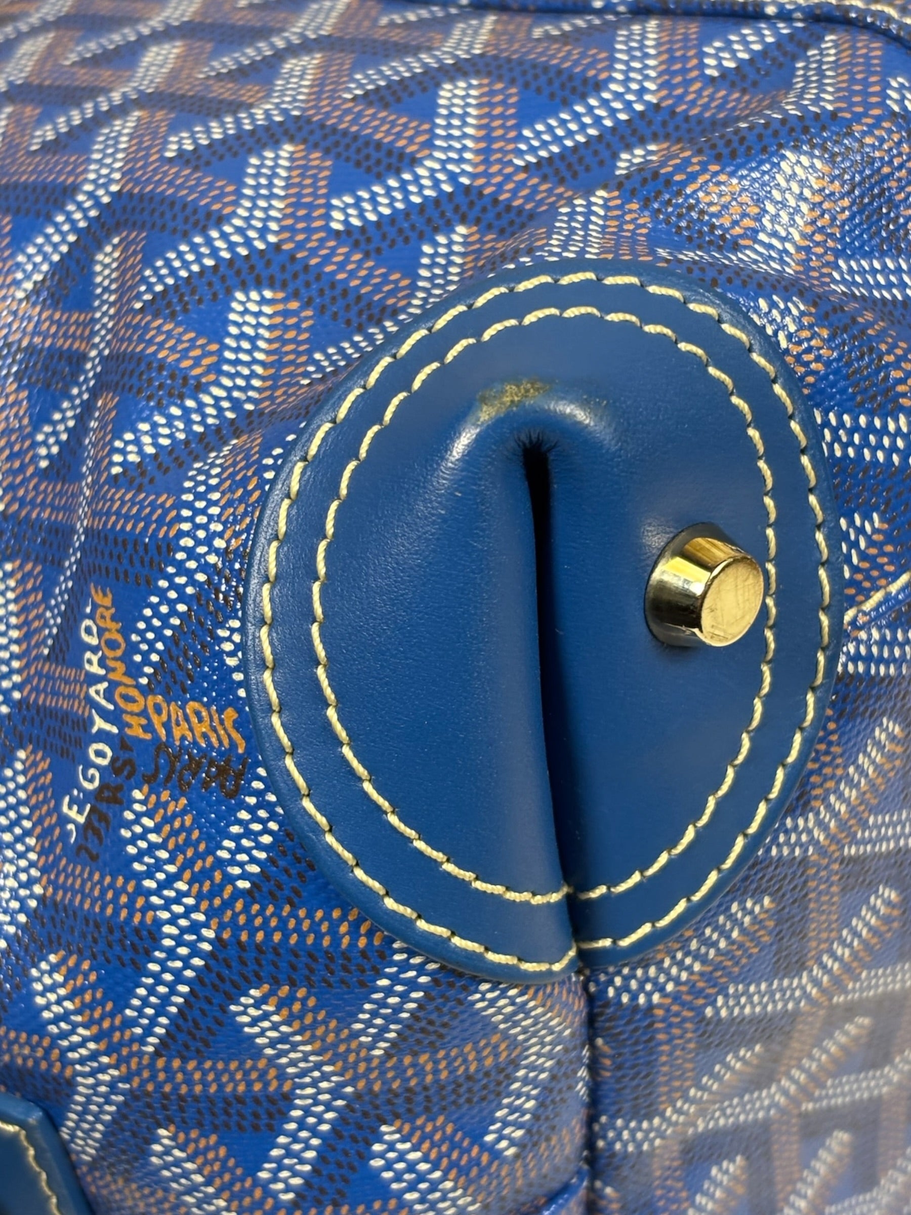 Goyard Blue Leather Goyardine Coated Canvas Shoulder Bag