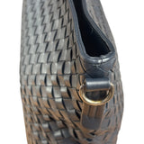 Bottega Veneta Navy Blue Leather Intrecciato Woven Flat Crossbody Bag