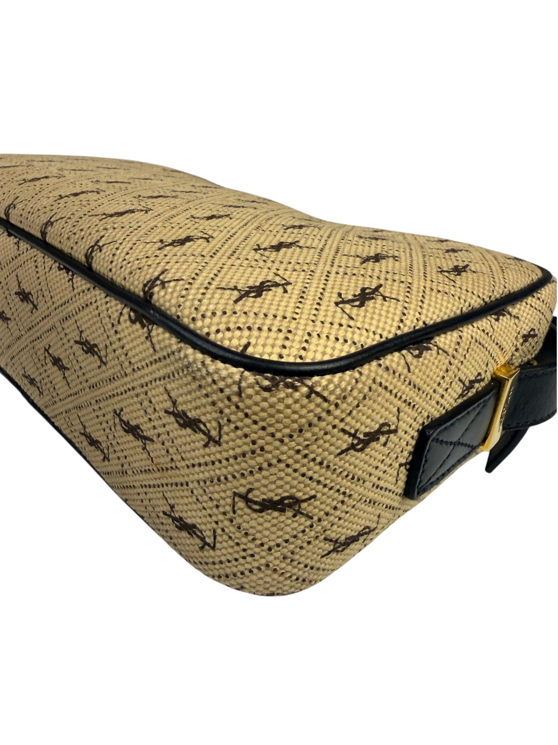 Saint Laurent YSL Beige Logo Print Crossbody Bag