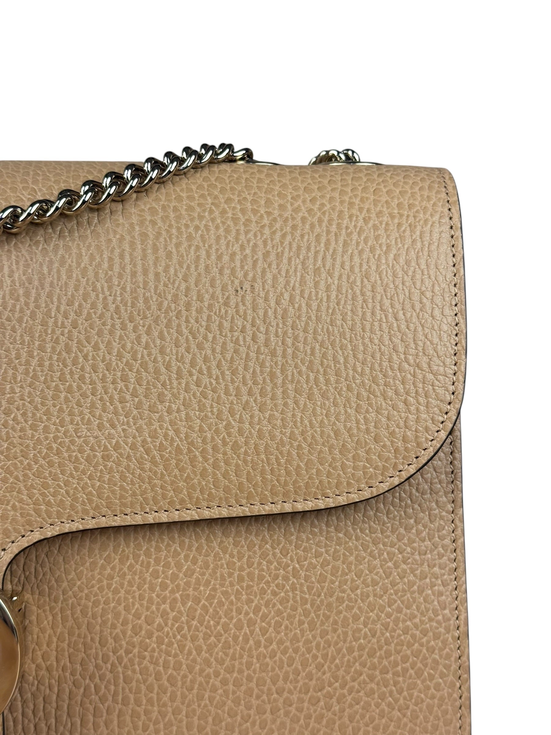 Gucci Beige Leather Medium GG Dollar Chain Shoulder Bag