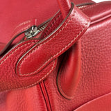 Hermes Rouge Clemence Leather Lindy 34