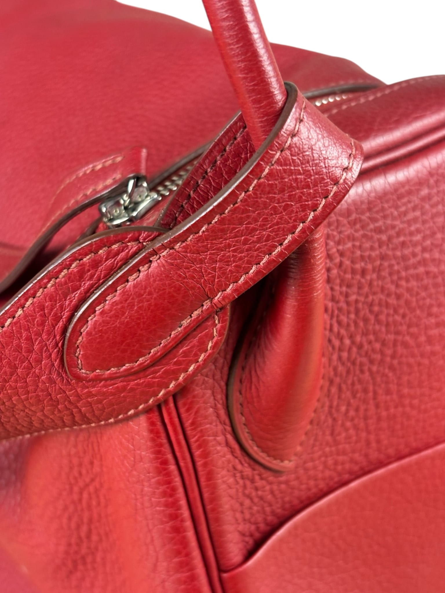 Hermes Rouge Clemence Leather Lindy 34