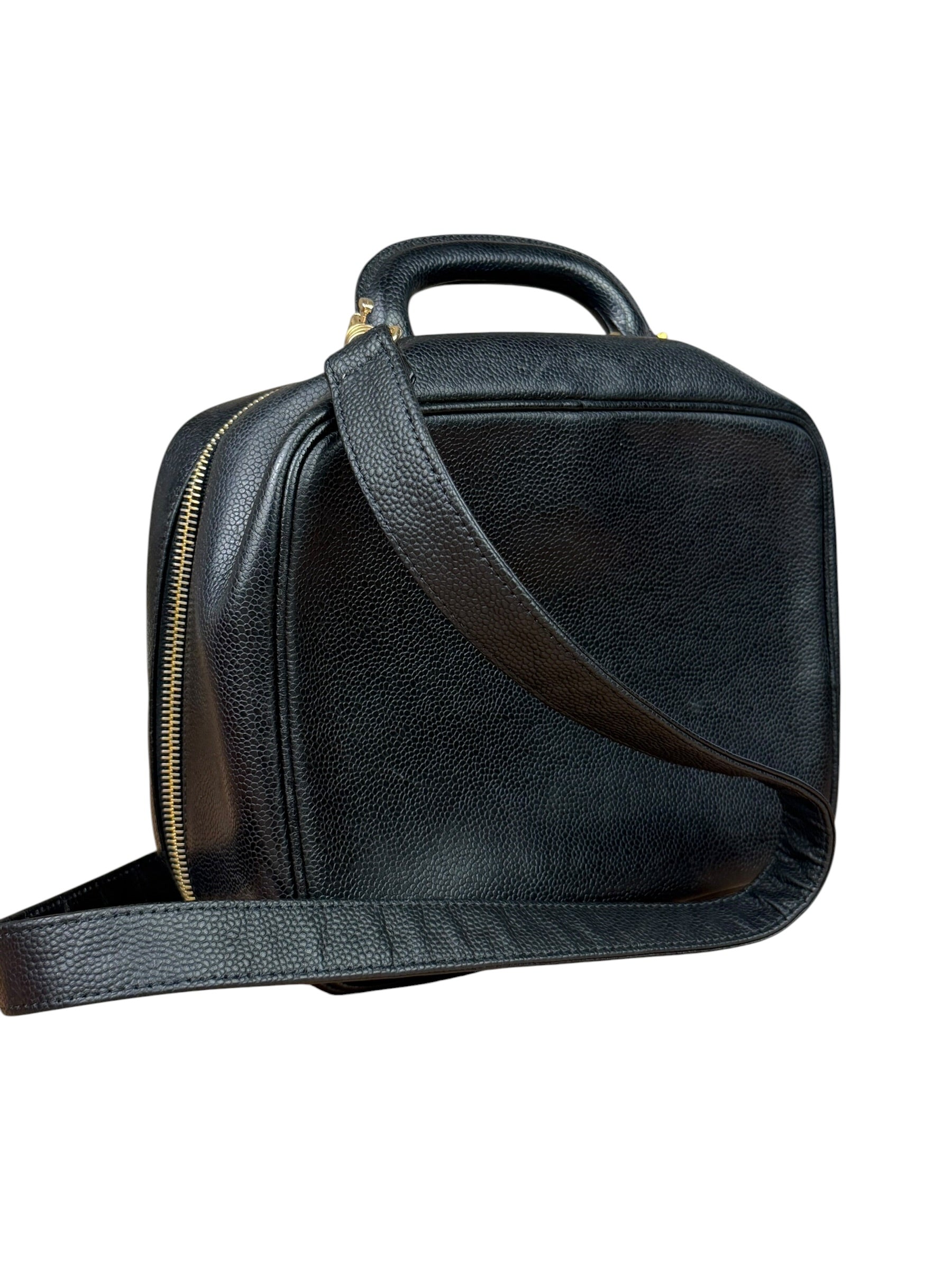 Chanel Black Caviar Leather Vanity 2Way Handbag '96-'97