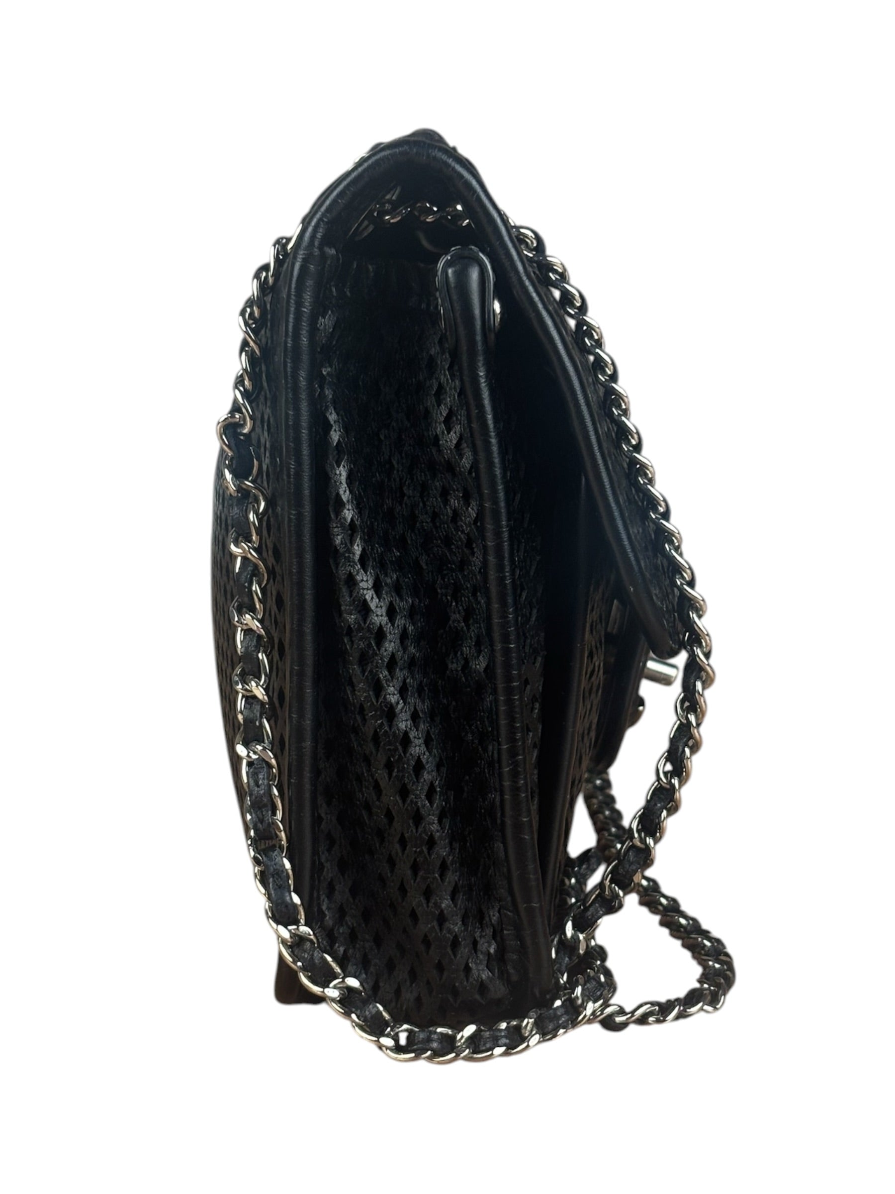 Chanel Black Perforated Leather Up in the Air Flap Bag 2012