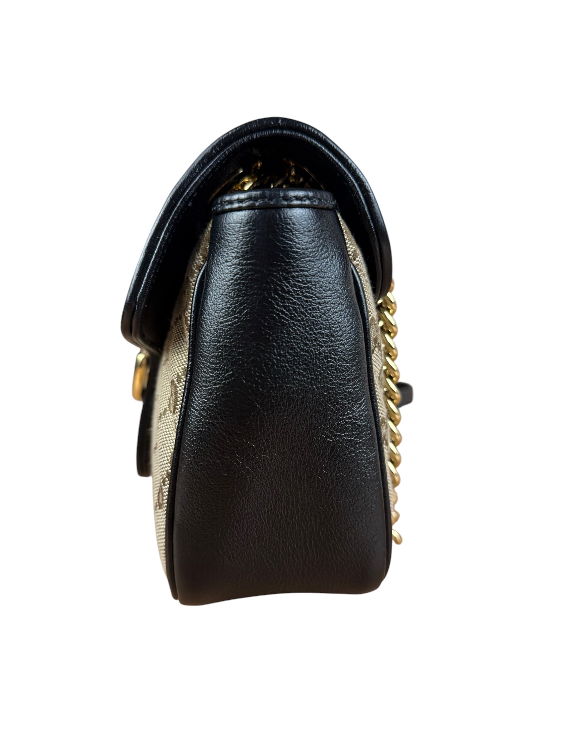 Gucci Beige/Black GG Marmont Shoulder Bag