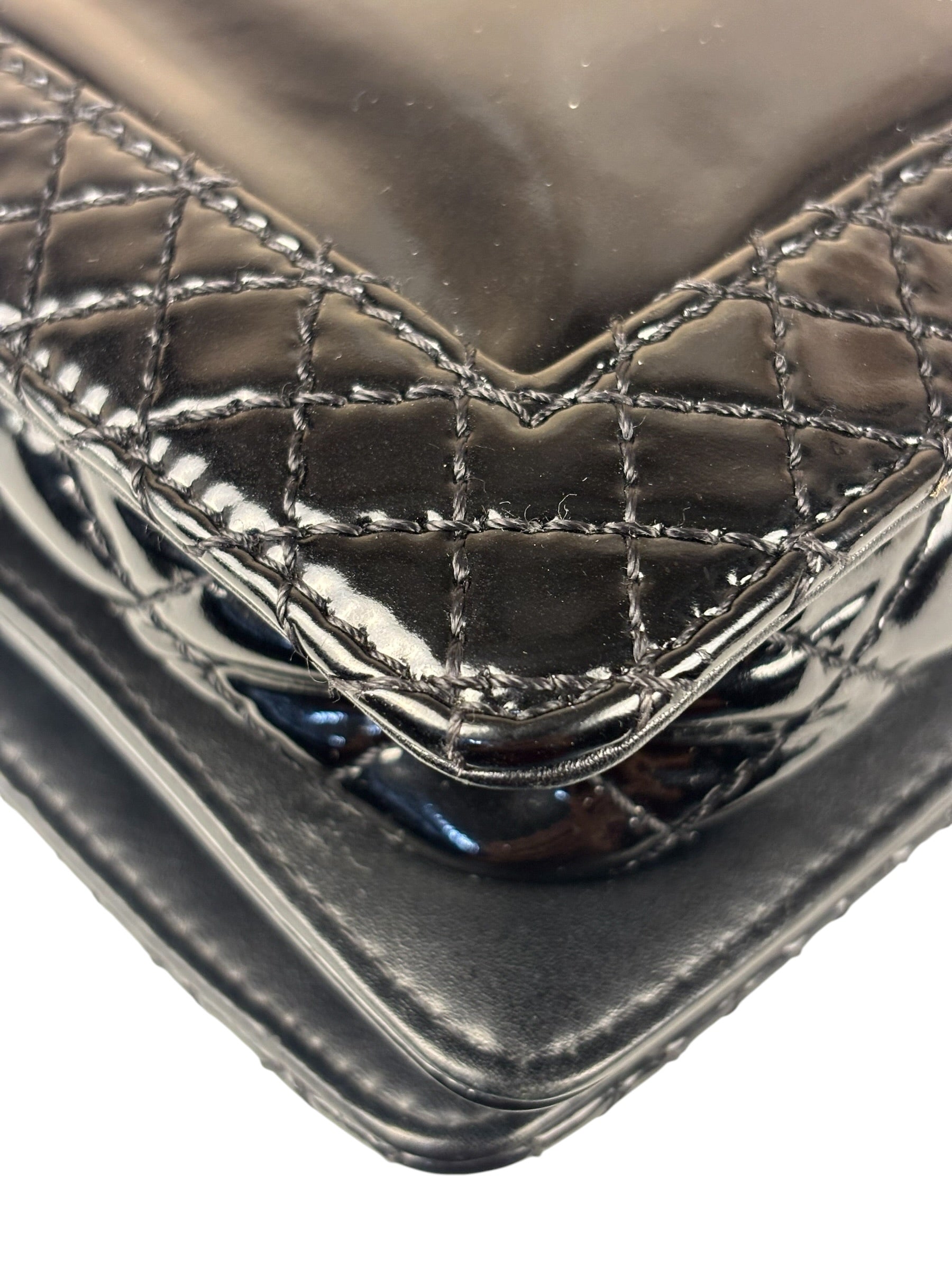 Chanel Black Patent Leather Boy Wallet on Chain Bag 2014