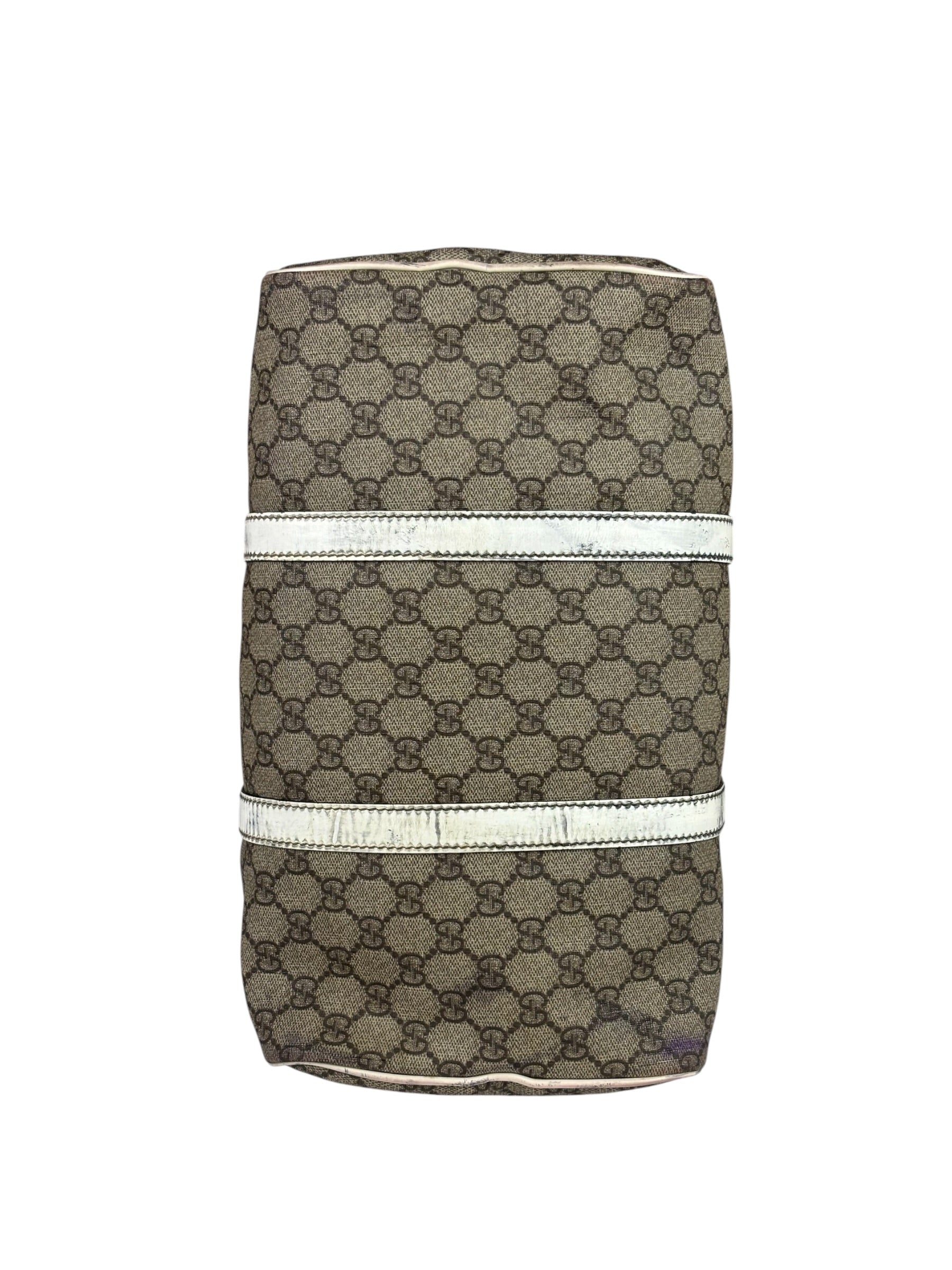 Gucci Beige/White Leather Trim GG Joy Boston Bag