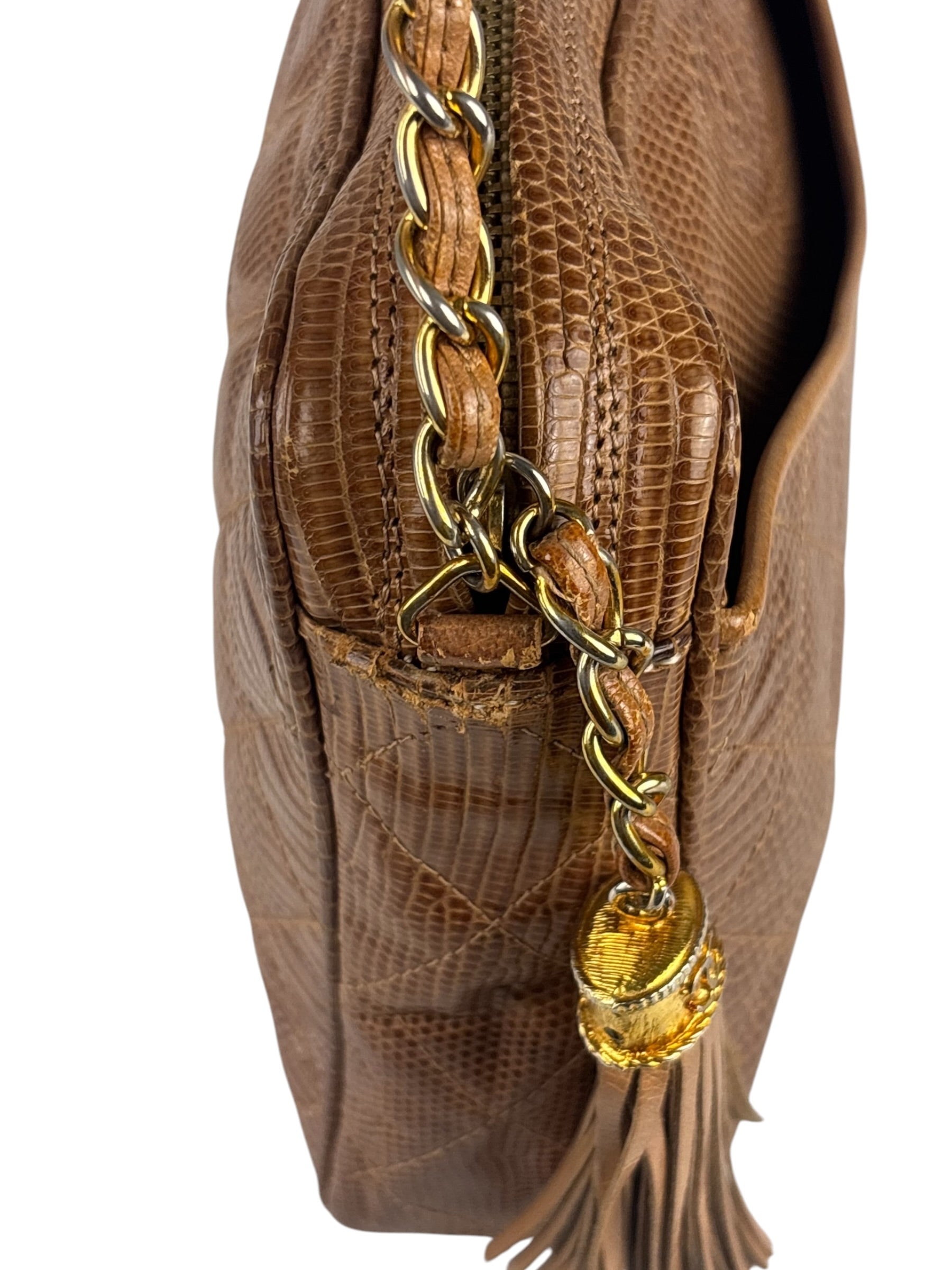 Chanel Vintage Leather Lizard Tassel Camera Case - 1987