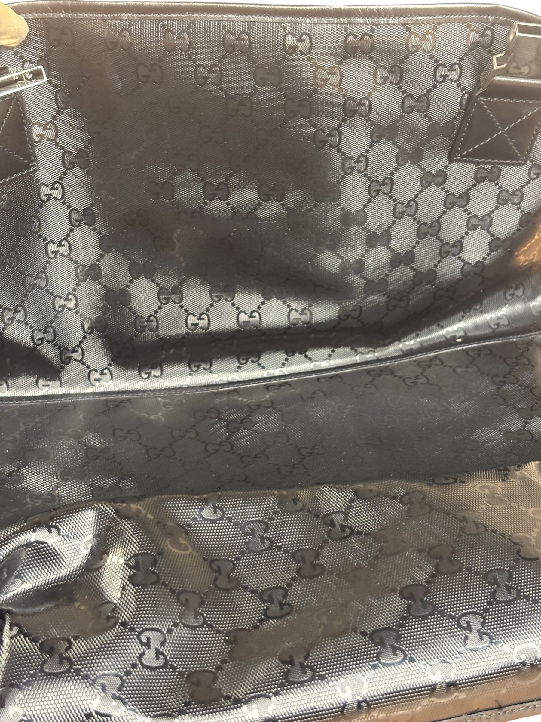Gucci Black PVC GG Imprime Web Buckle Messenger Bag