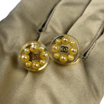 Chanel Vintage CC Clear Resin Faux Pearl Earrings