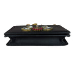Gucci GG Crystal Embellished Black Leather Wallet on Chain Bag