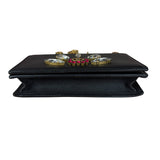 Gucci GG Crystal Embellished Black Leather Wallet on Chain Bag