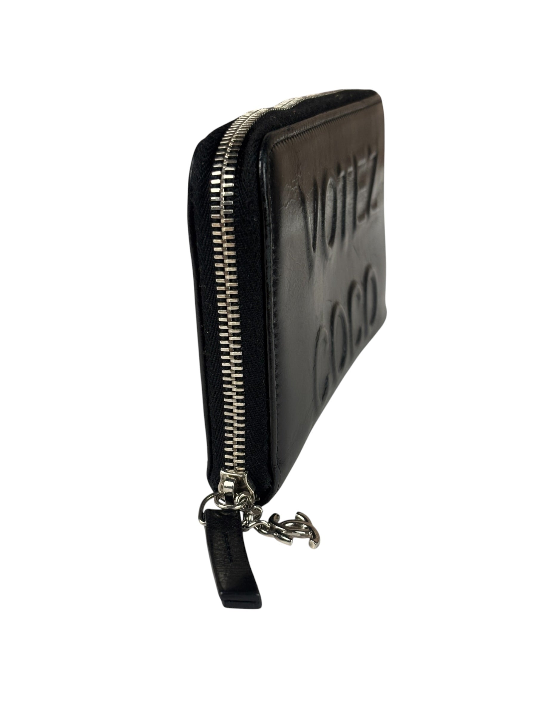 Chanel Black Leather Votez Coco Zip-Around Wallet 2014
