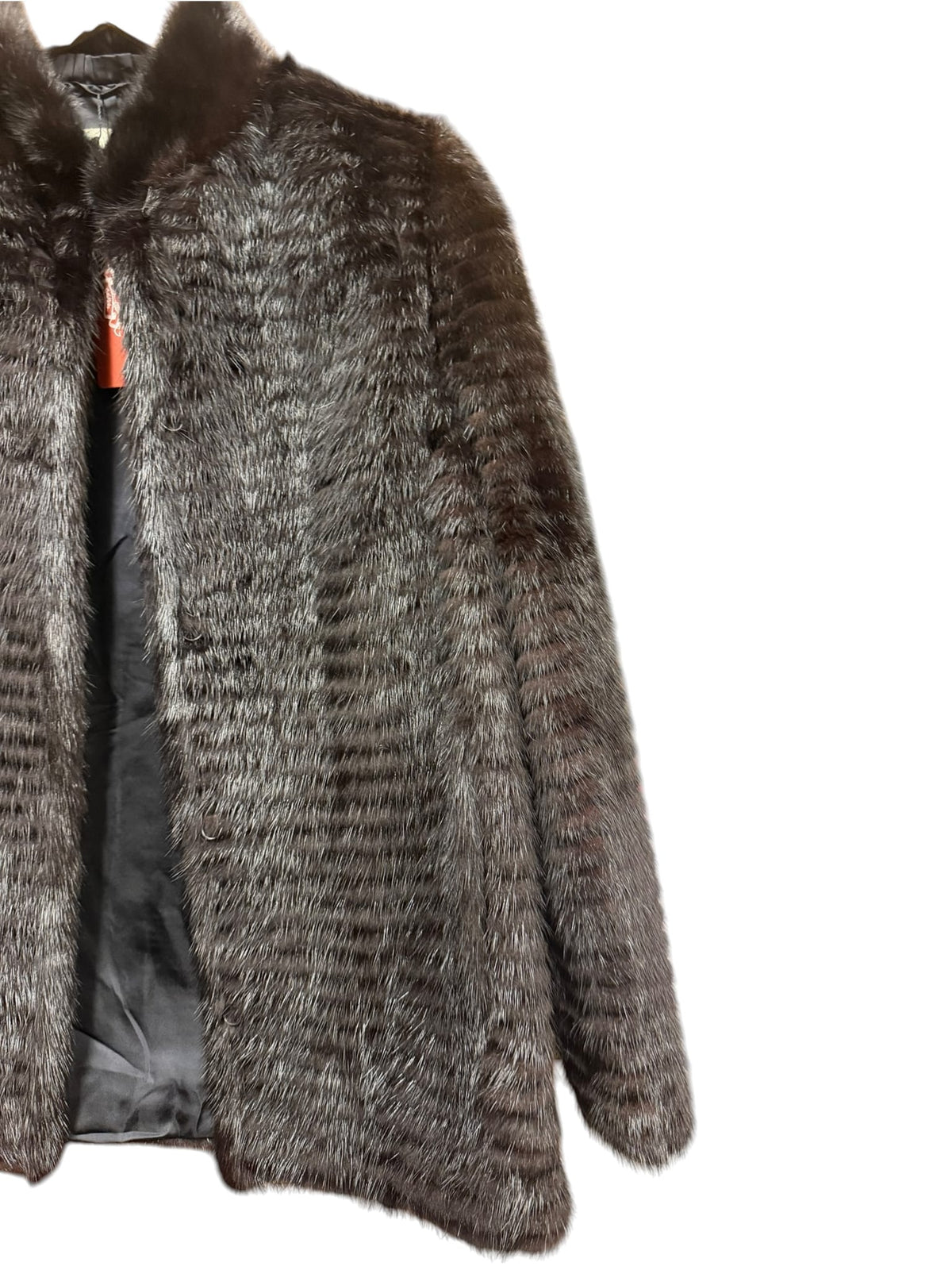 Vintage Lupian Dark Brown Striped Mink Fur Coat