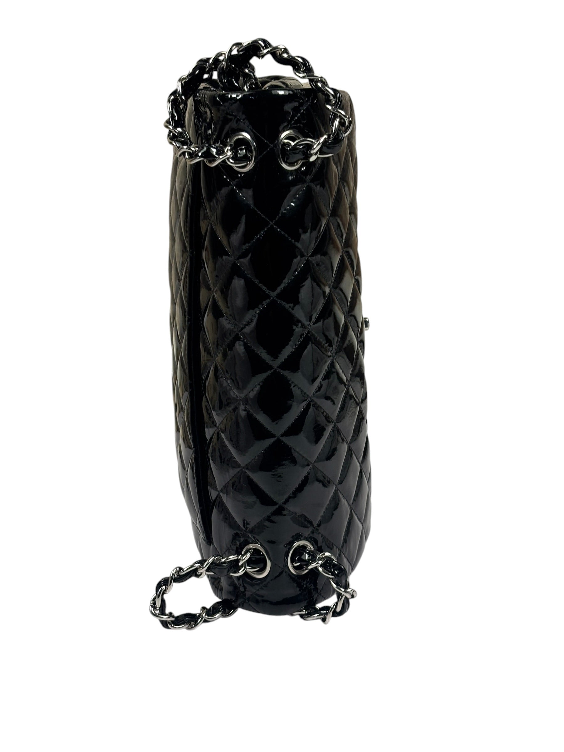 Chanel Black Quilted Patent Leather Double Flap Bag 2011