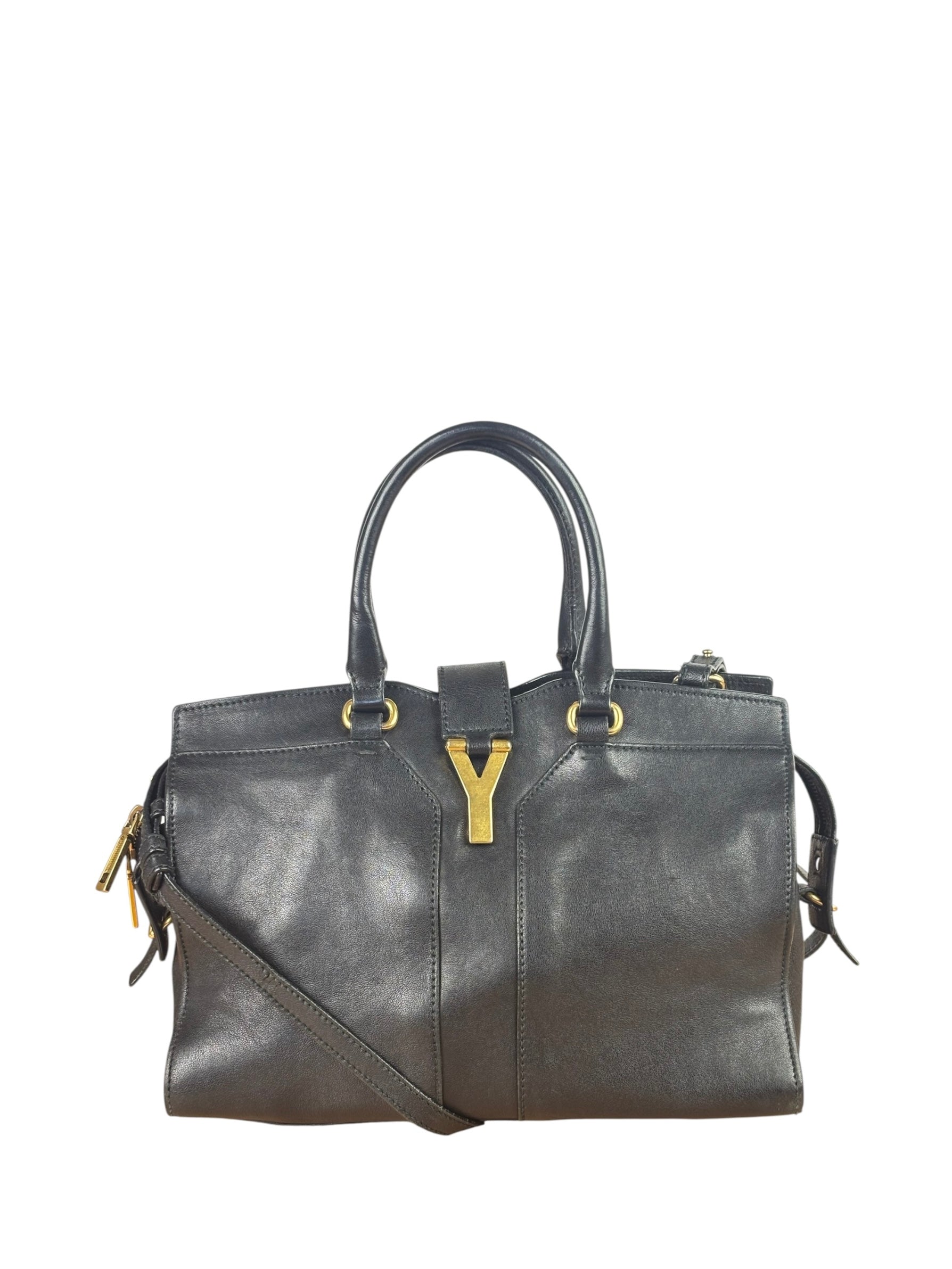 YSL Black Leather Cabas Chyc 2Way