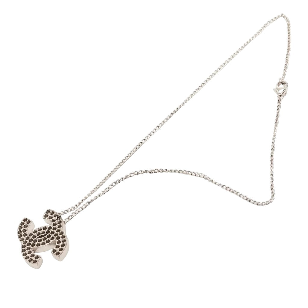 Chanel Vintage Silver Coco Mark Punched Chain Necklace