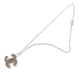 Chanel Vintage Silver Coco Mark Punched Chain Necklace