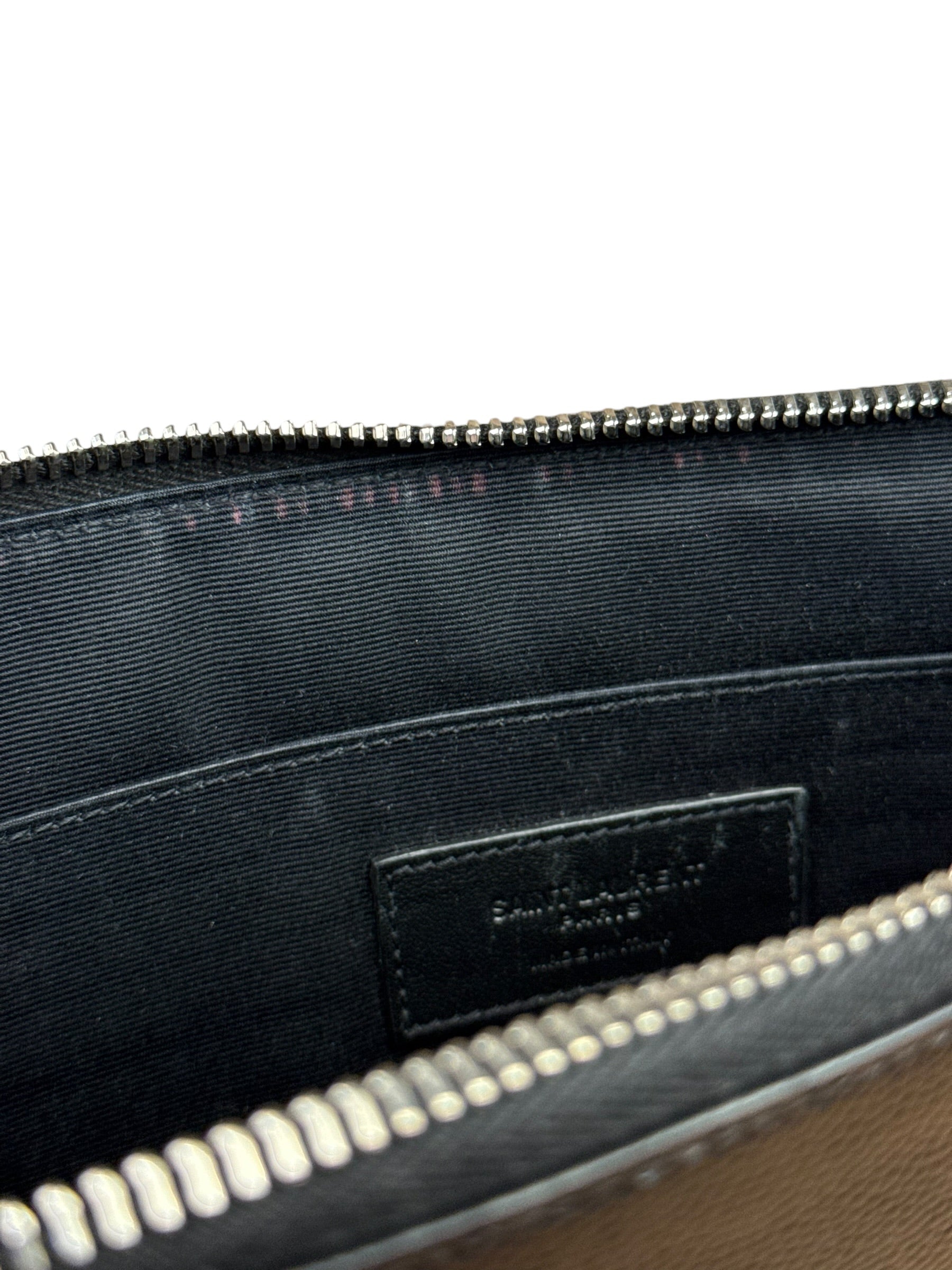 Yves Saint Laurent Black Grain De Poudre Zipped Tablet Holder