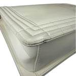 Chanel White Brushed Leather L Boy Bag 2012