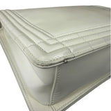 Chanel White Brushed Leather L Boy Bag 2012