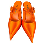 Prada Orange Satin Heel Mules