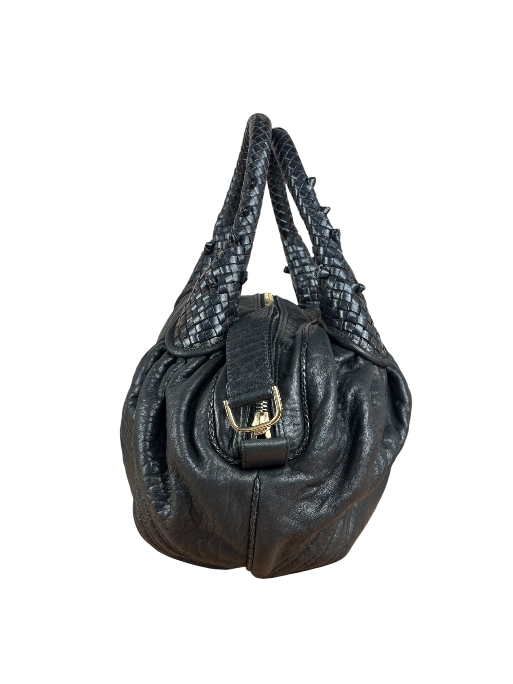 Fendi Vintage Black Leather Spy Hobo Bag
