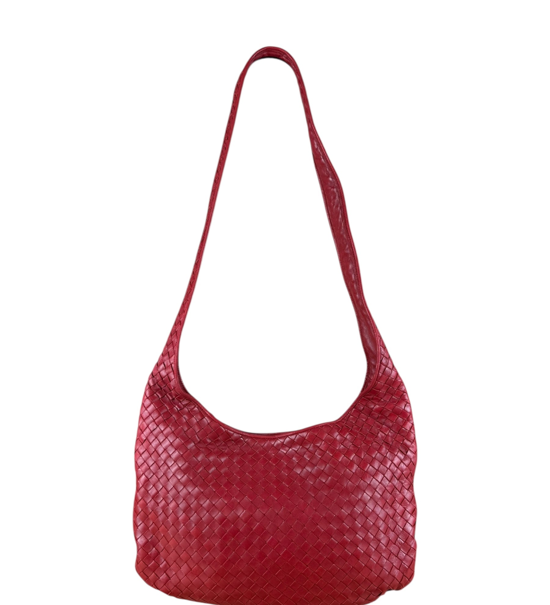 Bottega Veneta Vintage Red Intrecciato Hobo Bag