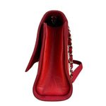 Chanel Red CC Quilted Crumpled Calfskin Flap Bag 2018