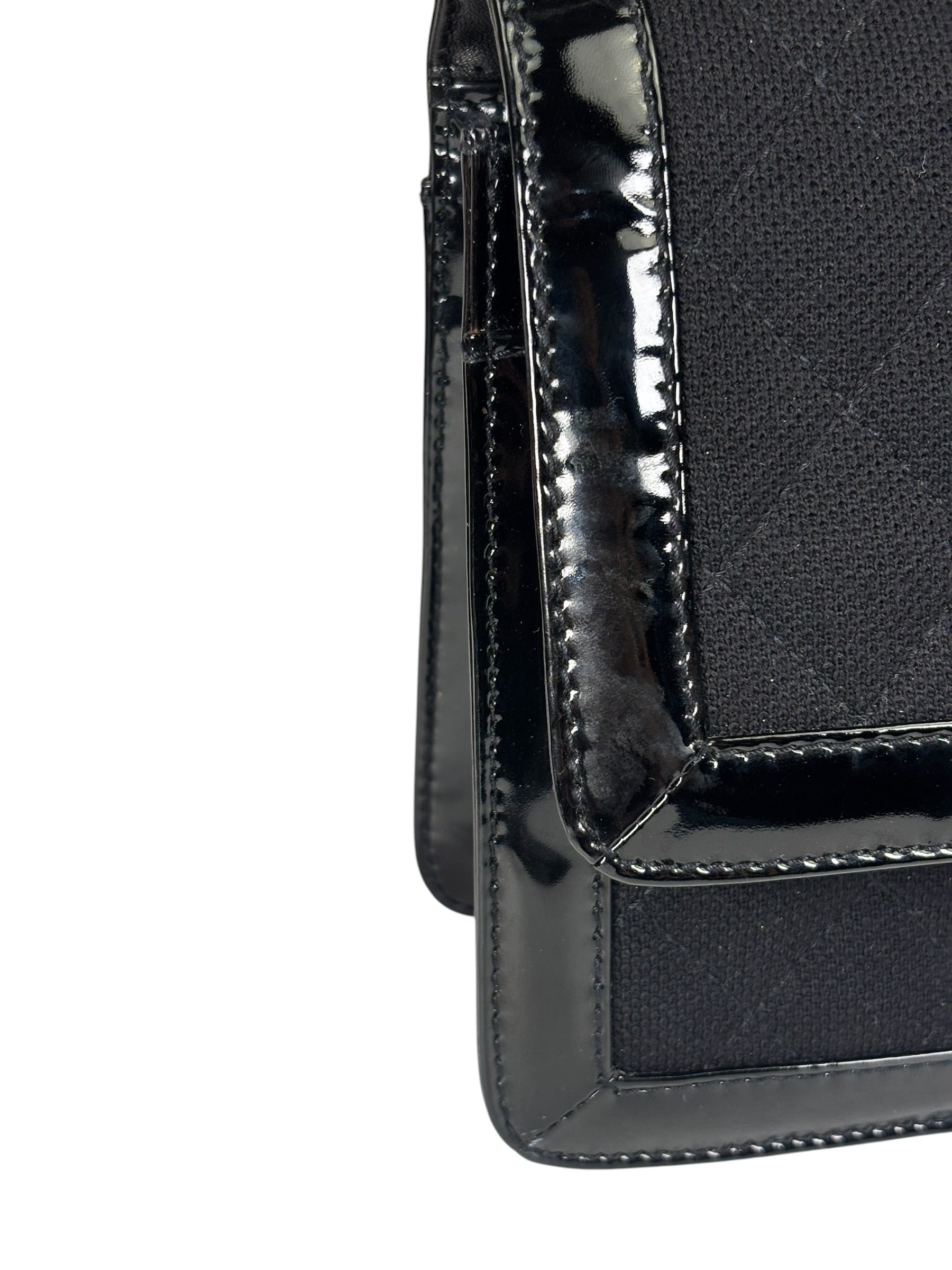 Chanel Black Patent Leather Trim/Cotton 2.55 Reissue Flap Bag 2000