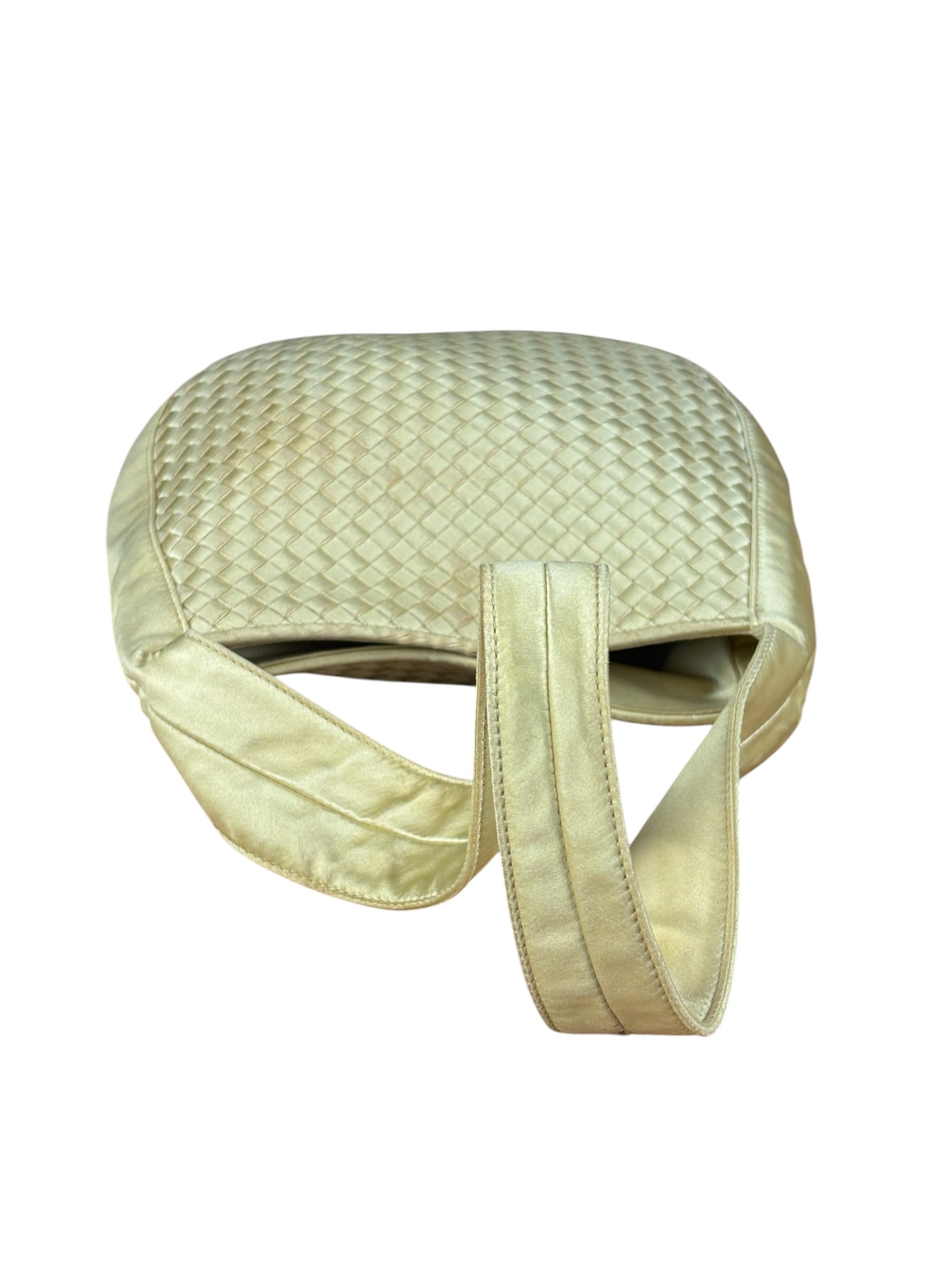 Bottega Veneta Butter Yellow Satin Intrecciato Shoulder Bag