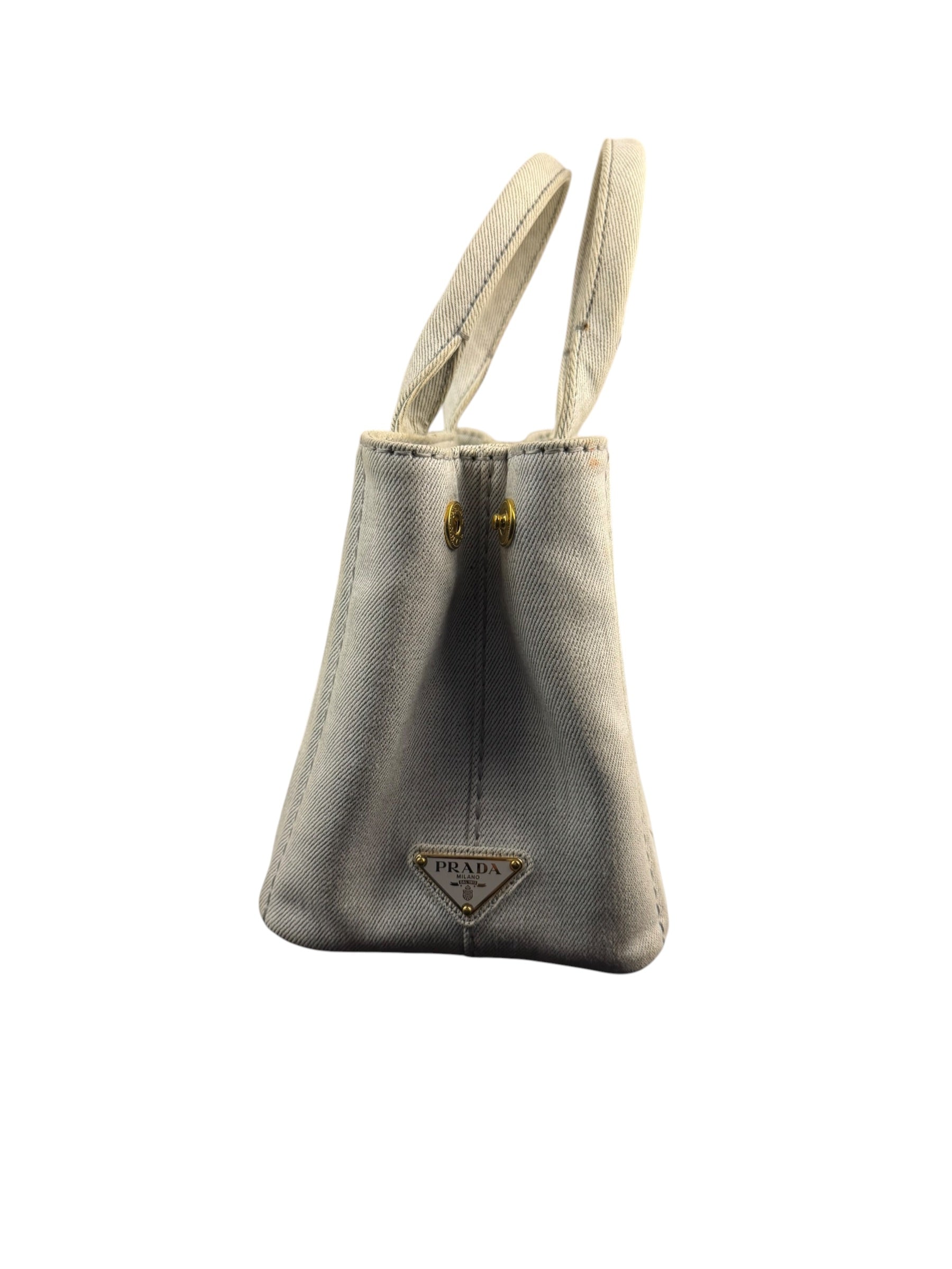 Prada Grey Denim Canapa Logo Tote