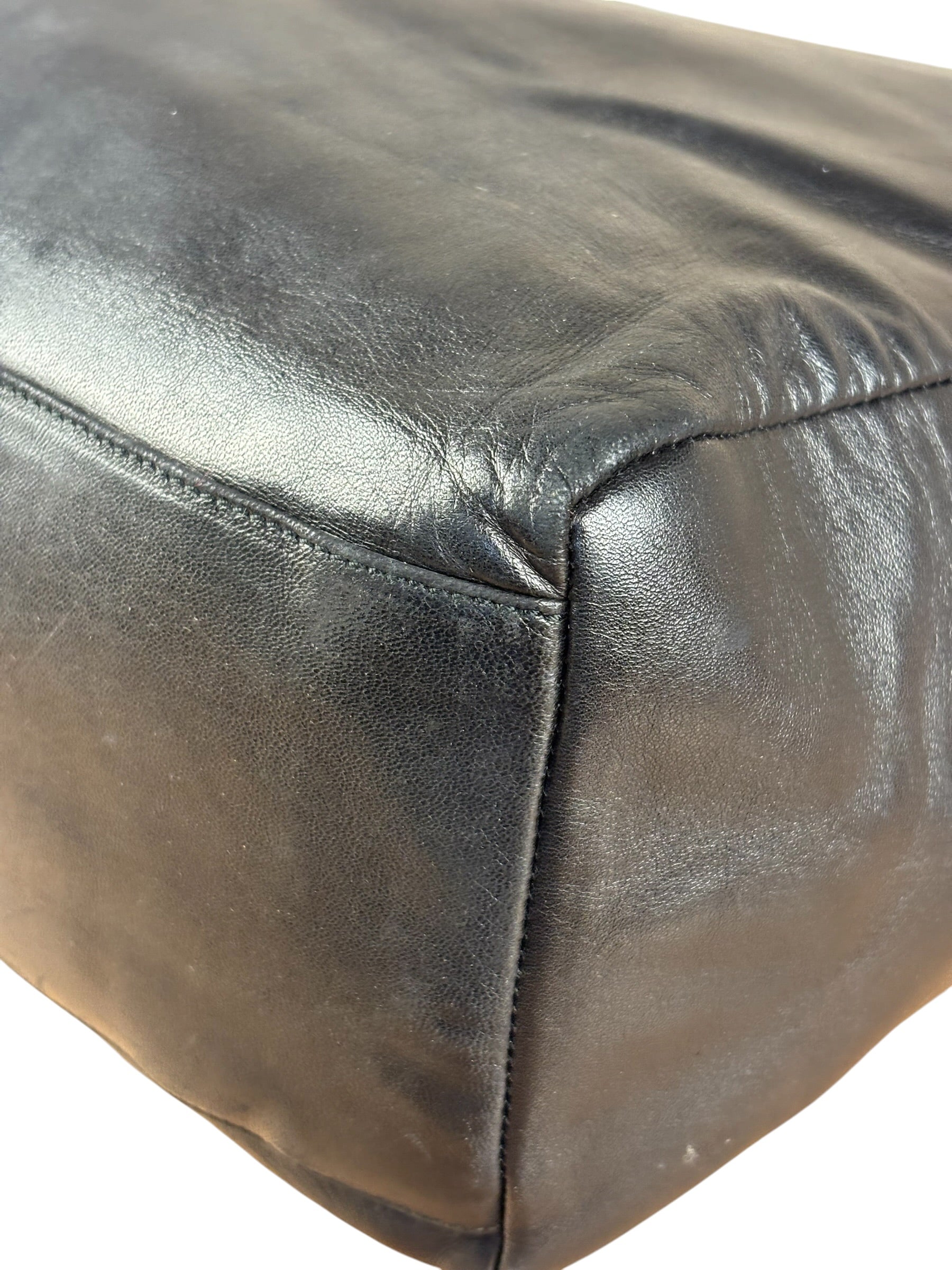 Prada Vintage Black Leather Tote Bag