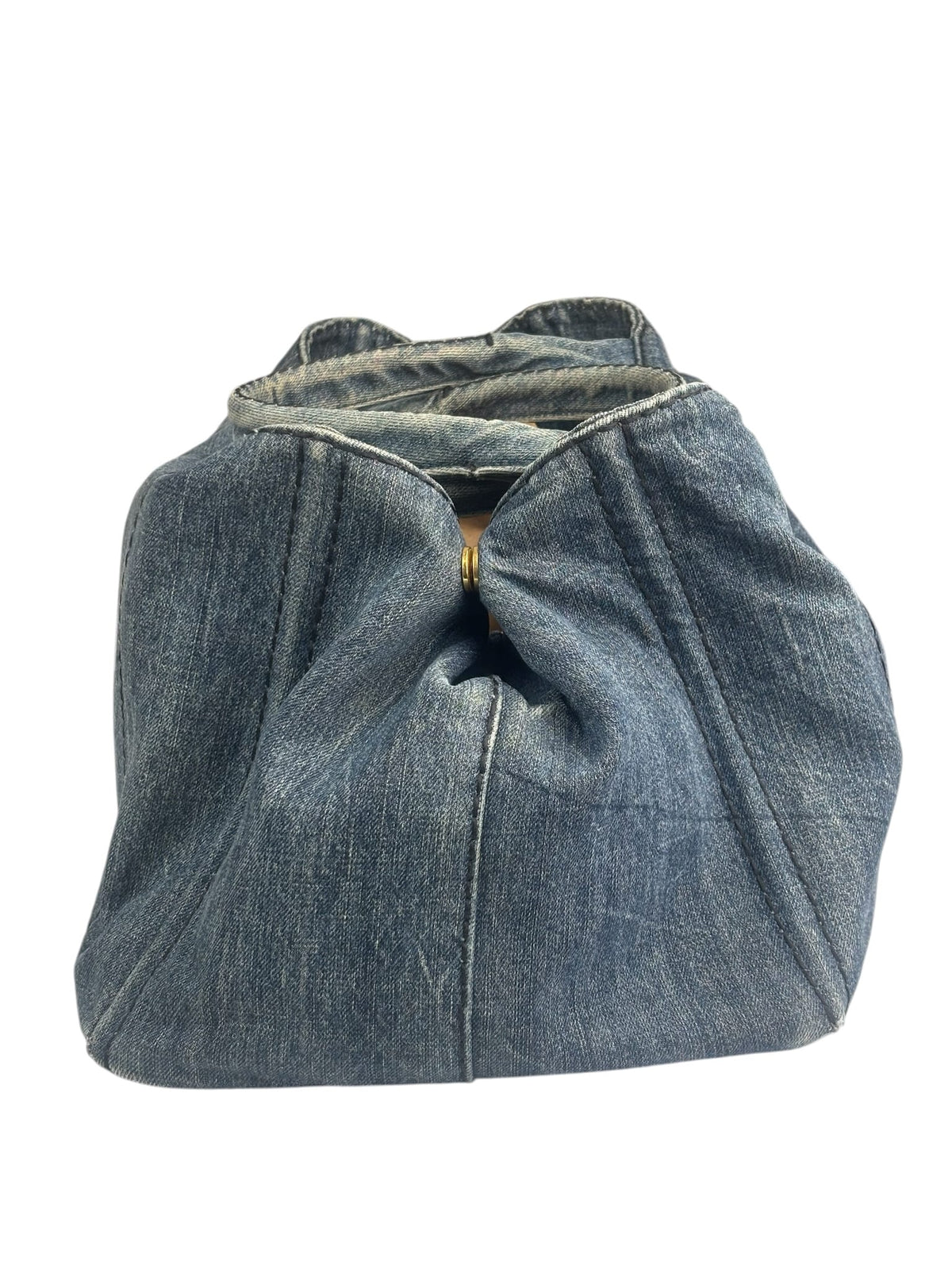 Prada Blue Denim Canapa Logo Large Tote Bag