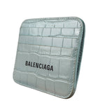 Balenciaga Blue Croc Embossed Cardholder