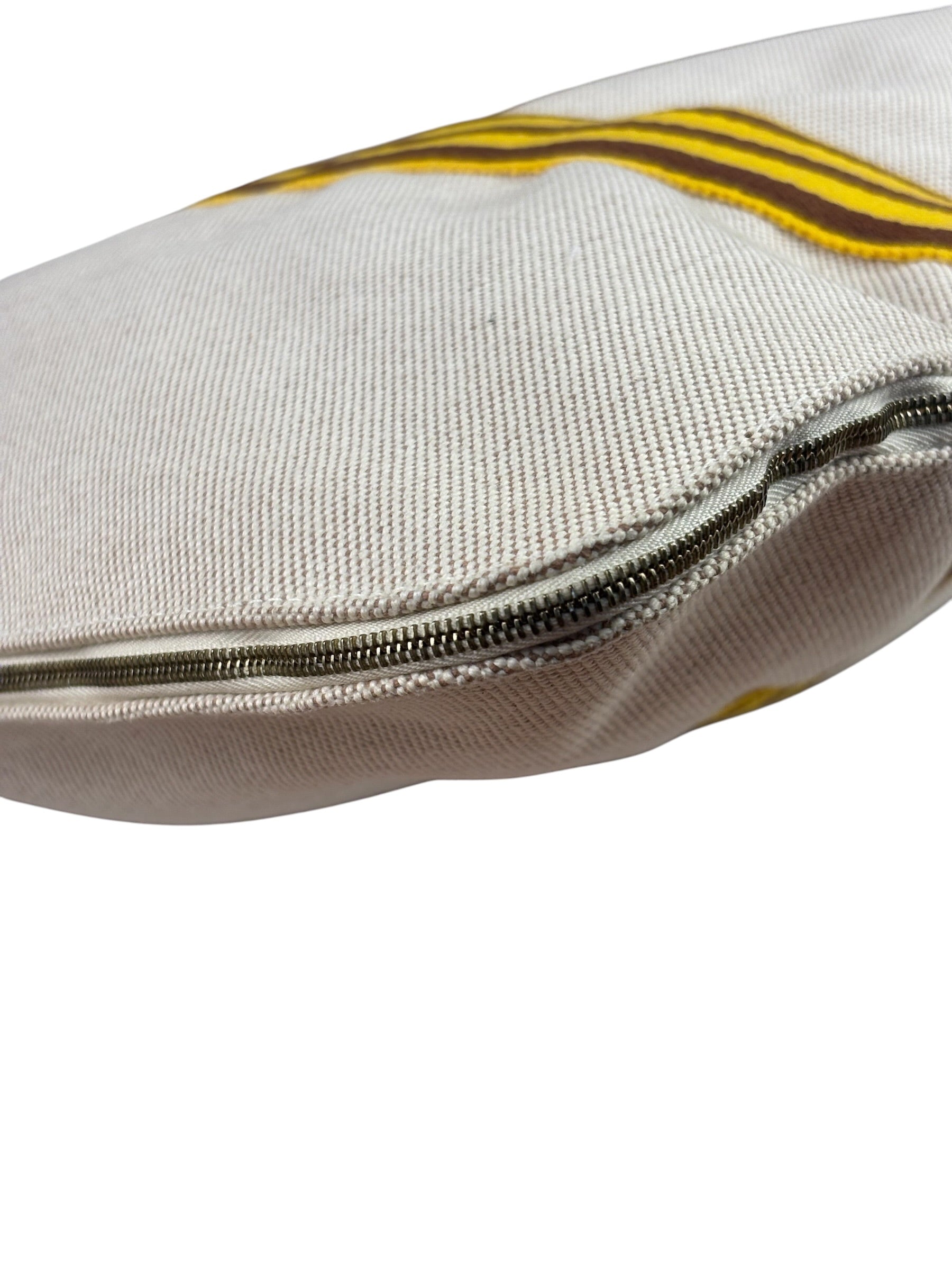Hermes Beige Ècru Cotton Stripped Toile Fourre-Tout Briefcase
