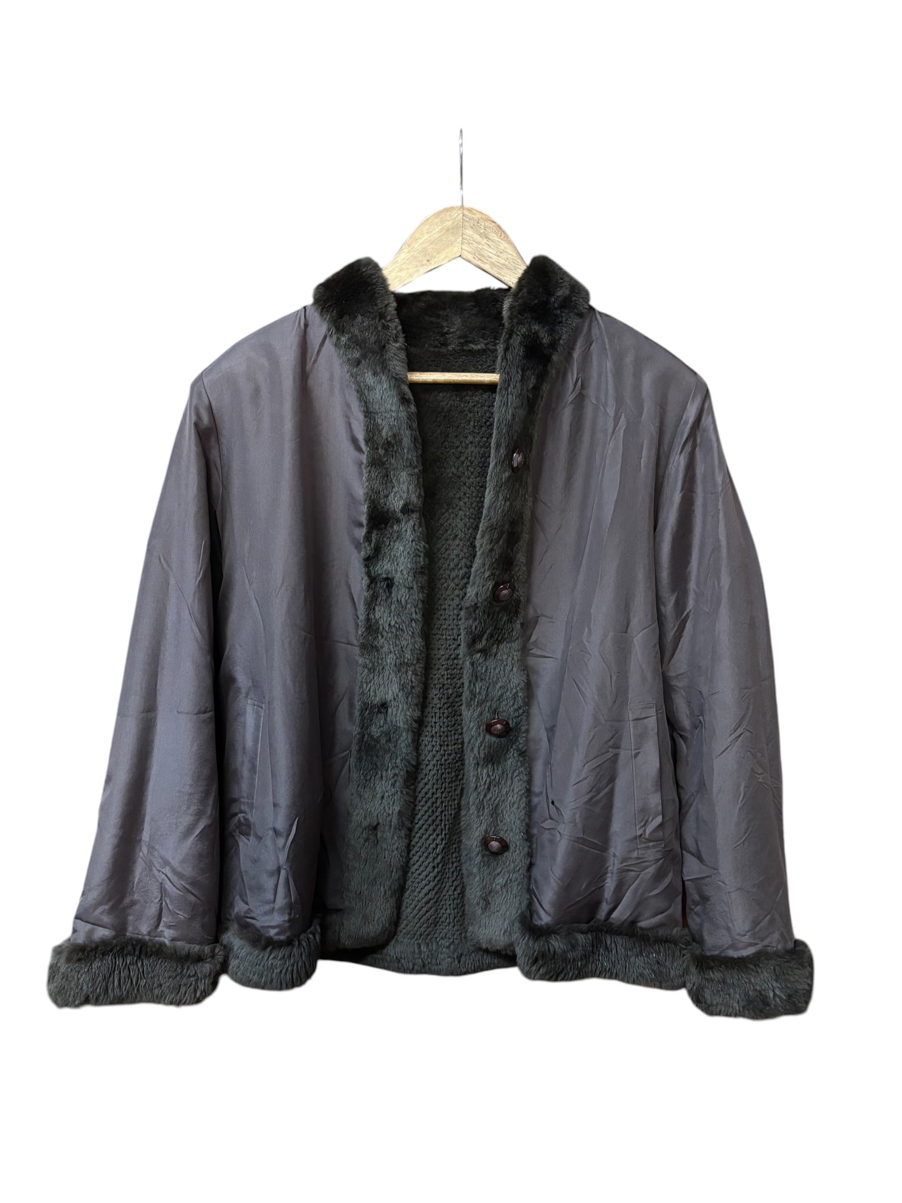 Flash Moonbat Brown Rabbit Fur Reversible Coat