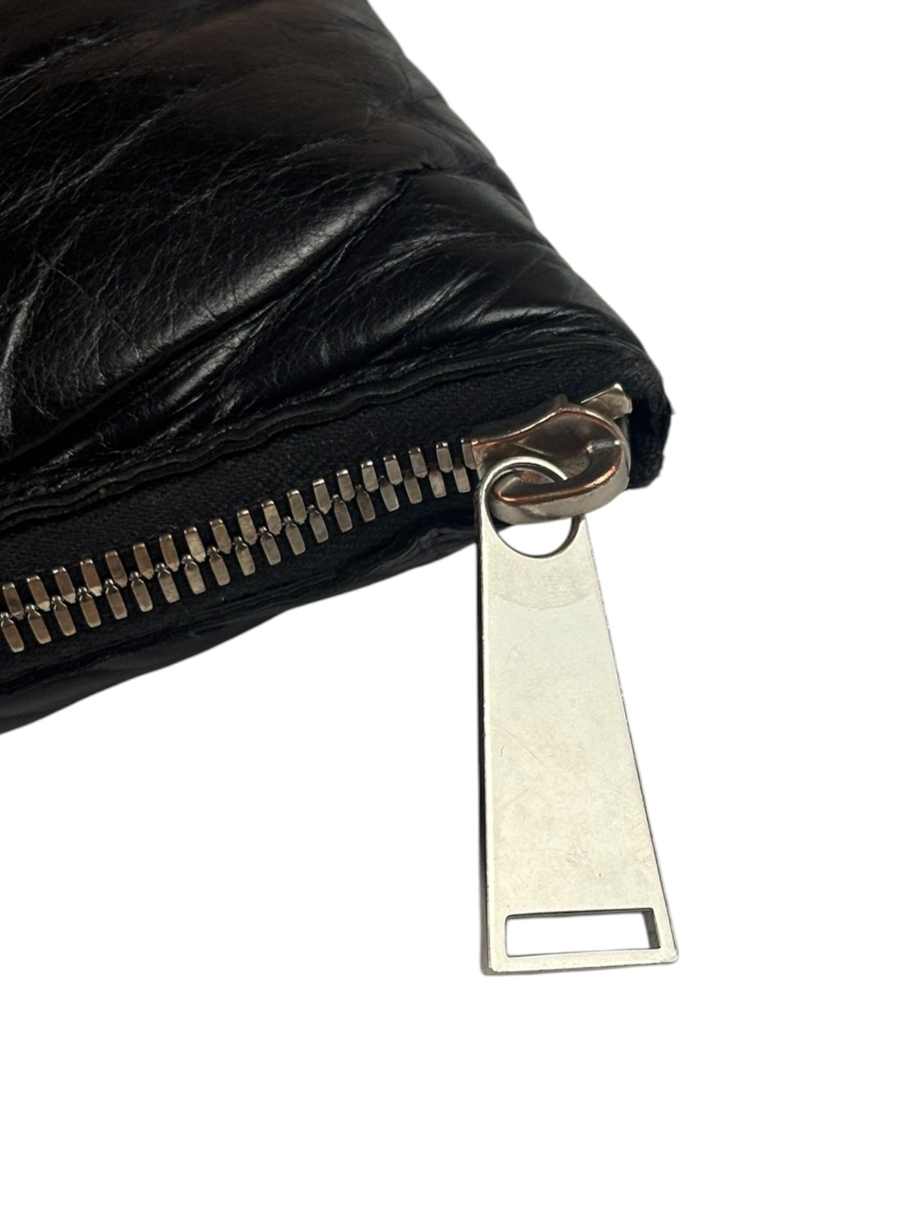 Bottega Veneta Black Leather Maxi Intrecciato Padded Pouch