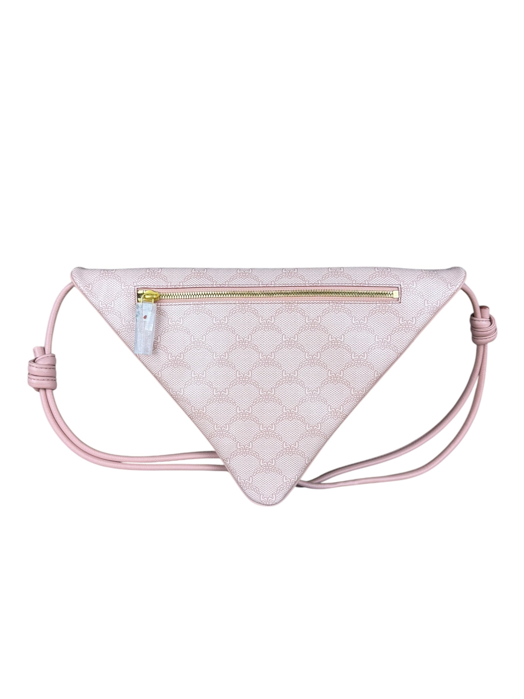 MCM Pink Triangle Logo Fold-Over Shoulder Bag